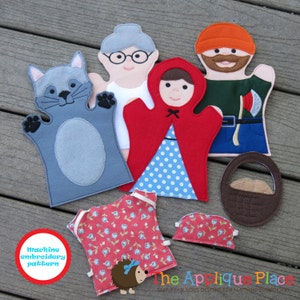 PATTERN Set of 4 --- LiTTLe ReD RiDiNG HooD --- Hand and Finger Puppets In The Hoop ITH Machine Embroidery Applique Digital Design Files