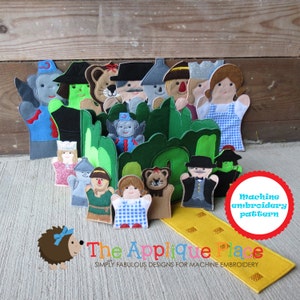 PATTERN Set of 8 Wizard of Oz Hand and Finger Puppets ITH Machine Embroidery Design *INCLUDES* Emerald City Dollhouse - Digital Design Files