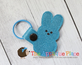 ITH Key Fob Embroidery Design - Snap Tab - Marshmallow Bunny - Embroidery PATTERN Digital Design - In The Hoop Keychain - The Applique Place