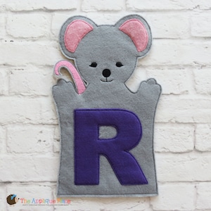 R for Rat - Hand and Finger Puppet - In The Hoop Machine Embroidery Applique Design - ITH Puppet - Embroidery Machine Puppet Pattern
