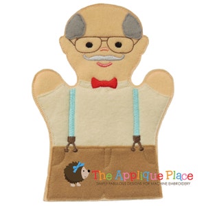 Grandfather Hand and Finger Puppet In The Hoop Machine Embroidery Applique Design