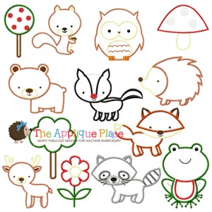 Puede incluir: Un conjunto de 11 ilustraciones de animales y naturaleza de dibujos animados coloridos, que incluyen una ardilla, un b&uacute;ho, un hongo, un oso, una mofeta, un erizo, un zorro, una rana, un ciervo, una flor y un mapache. Las ilustraciones est&aacute;n en un estilo de dibujos animados simple y son perfectas para usar en proyectos de manualidades, scrapbooking o dise&ntilde;o digital.