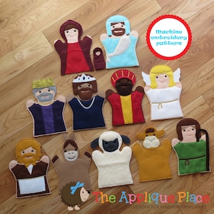 PATTERN Set of 11 Nativity Puppets - hand and finger - In The Hoop ITH Machine Embroidery Applique Designs