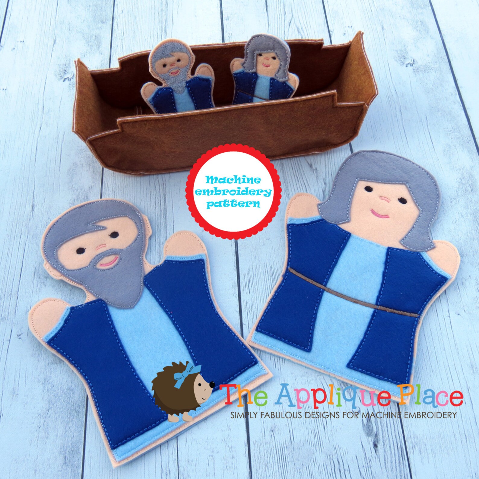 Bible Puppet Embroidery Pattern Set of 2 Noah and Wife Bible - Etsy