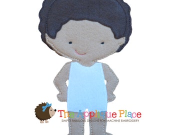 Dress Up Doll * David * Felt paperless unpaper Cloth doll In The Hoop ITH Machine Embroidery Applique Design