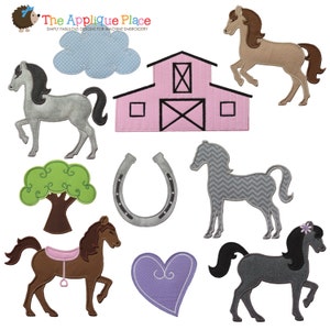 Horse Play Applique Design , Instant Digital Download File for Machine Embroidery , 4X4 5X7 6X10 in dst esp hus jef pes sew vip xxx