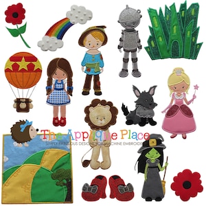 Wizard of Oz Applique Designs , Instant Digital Download File for Machine Embroidery , 4X4 5X7 6X10 in dst esp hus jef pes sew vip xxx vp3