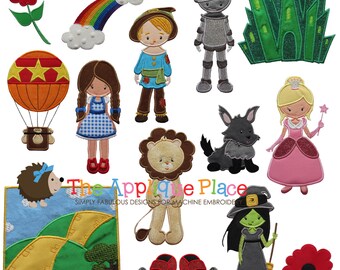 Wizard of Oz Applique Designs , Instant Digital Download File for Machine Embroidery , 4X4 5X7 6X10 in dst esp hus jef pes sew vip xxx vp3