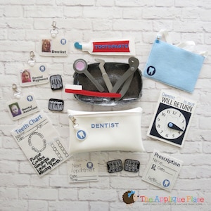 ITH Dentist Play Set Embroidery Pattern - Pretend Play - Machine Embroidery PATTERN Digital File Download Design In The Hoop - Dental set