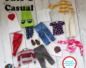 Doll Clothing Pattern - In The Hoop ITH * Cute & Casual clothing Set * 14 INCH DOLLS * Machine Embroidery Digital Design File with Tutorial