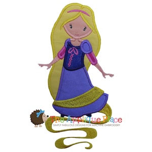 RaPuNZeL Applique Design , Instant Digital Download File for Machine Embroidery , 4X4 5X7 6X10 - Pretty Princess 9