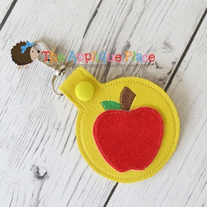 ITH Key Fob Embroidery Design - Snap Tab - Apple - Machine Embroidery PATTERN Digital File - Downloadable Design - In The Hoop Keychain Tag