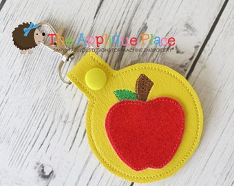 ITH Key Fob Embroidery Design - Snap Tab - Apple - Machine Embroidery PATTERN Digital File - Downloadable Design - In The Hoop Keychain Tag