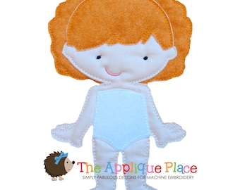 Dress Up Doll * Lindsay * Felt paperless unpaper Cloth doll In The Hoop Machine Embroidery Applique Design