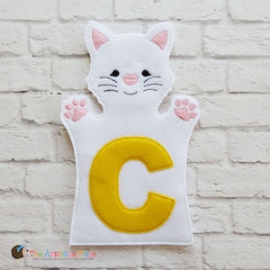 C for Cat - Hand and Finger Puppet - In The Hoop Machine Embroidery Applique Design - ITH Puppet - Embroidery Machine Puppet Pattern
