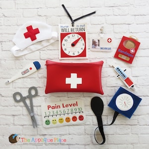 ITH Nurse Play Set Embroidery Pattern - Pretend Play - Machine Embroidery PATTERN Digital File Download Design In The Hoop - Doctor set