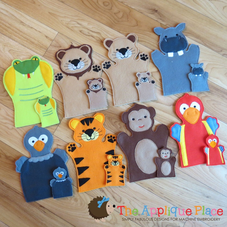 PATTERN Set of 8 Jungle Hand and Finger Puppets in the Hoop Etsy