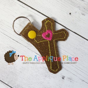 ITH Key Fob - Snap Tab - Heart Cross - Machine Embroidery PATTERN Digital File - Download Design * In The Hoop Keychain - The Applique Place