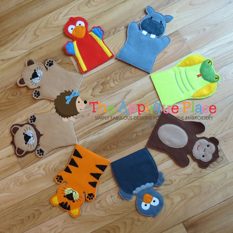 PATTERN Set of 8 Jungle Hand and Finger Puppets in the Hoop Etsy