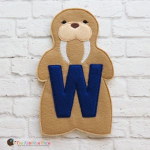 W for Walrus - Hand and Finger Puppet - In The Hoop Machine Embroidery Applique Design - ITH Puppet - Embroidery Machine Puppet Pattern