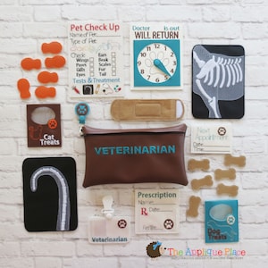 ITH Vet Play Set Embroidery Pattern - Pretend Play - Machine Embroidery PATTERN Digital File Download Design In The Hoop - Doctor set