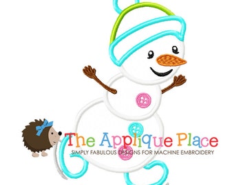 Snowman 3 Applique Design , Instant Digital Download File for Machine Embroidery , 4X4 5X7 6X10 in dst esp hus jef pes sew vip xxx vp3