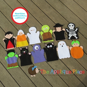 Finger Puppets Embroidery Design - Halloween Finger Puppets - In The Hoop Machine Embroidery - Digital Design Files - ITH EMBRoiDeRy PaTTeRN