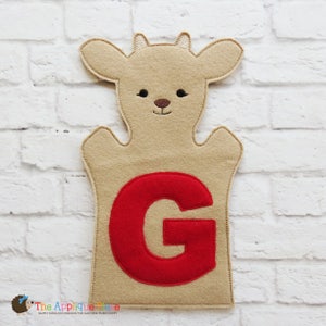 G for Goat - Hand and Finger Puppet - In The Hoop Machine Embroidery Applique Design - ITH Puppet - Embroidery Machine Puppet Pattern