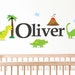 Custom Name Wall Decal. Dinosaurs Theme Monogram.