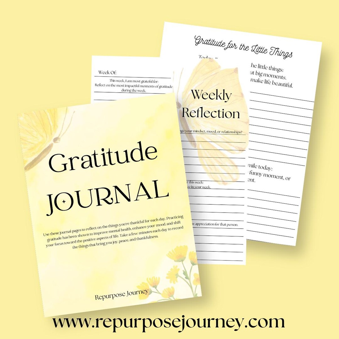 Digital Gratitude Journal | 24-page Printable Notebook | Daily & Weekly ...