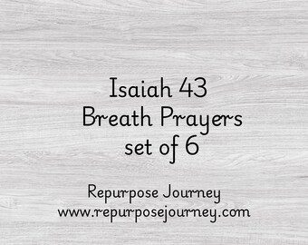 Oraciones de respiración para Isaías 43 - Recordatorios bíblicos - Oraciones sencillas - Salud mental - Tarjetas de oración imprimibles - Oración consciente basada en la fe