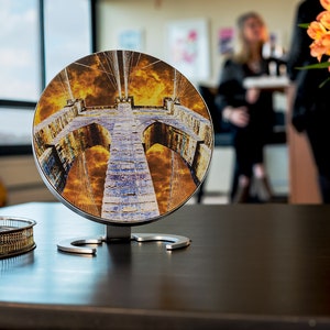 Wireless, contemporary Bluetooth Sonosphear customized speaker - "Brooklyn Bridge: Wired" | Art when it's silent, art + music while playing!