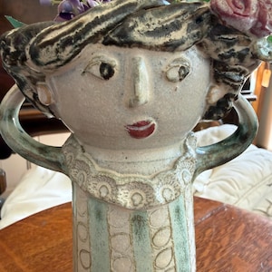 Clay Bay Pottery Open Head Woman Vase Door County Unused