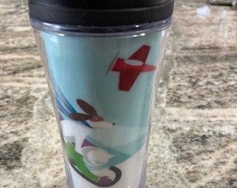 STARBUCKS 2011 Boy Dog Sled Squirrel Hologram Tumbler Travel Mug 8 oz