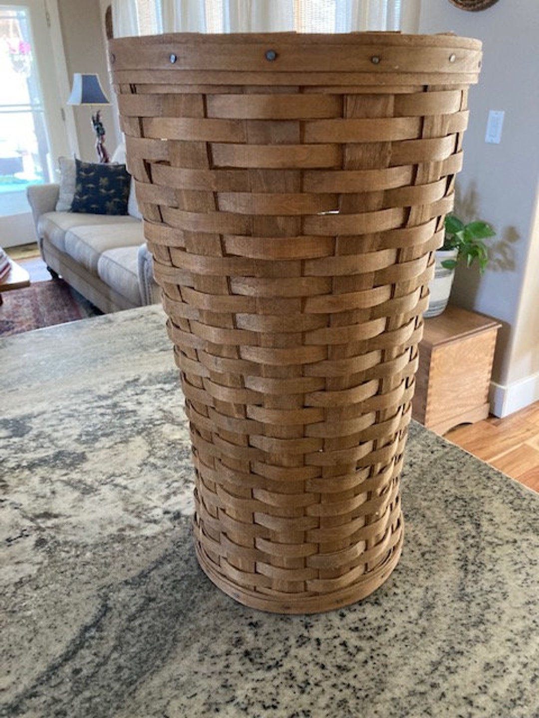 Rare Vintage Longaberger Umbrella Basket Marked Signed RF 86 Handwoven
