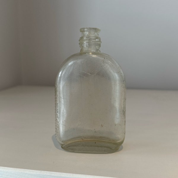 1920s Vintage glass Dettol Antiseptic glass bottle with tea & table spoon increments