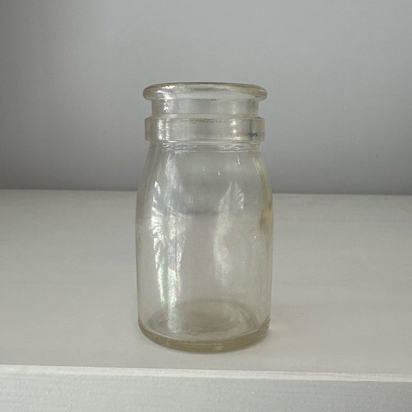 Small FGC Vintage Milk or juice clear glass bottle jar