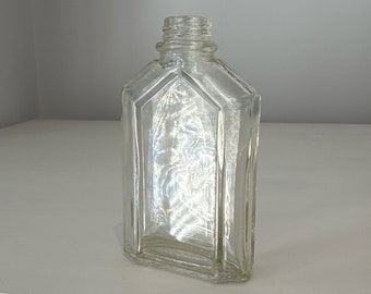 1929-1935 beautiful art deco antique clear glass apothecary bottle