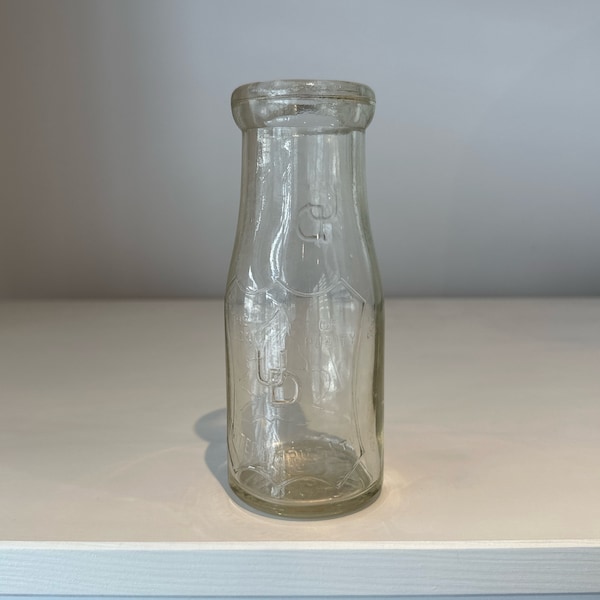 Vintage United Dairies Ltd Milk Dairy clear glass bottle jar