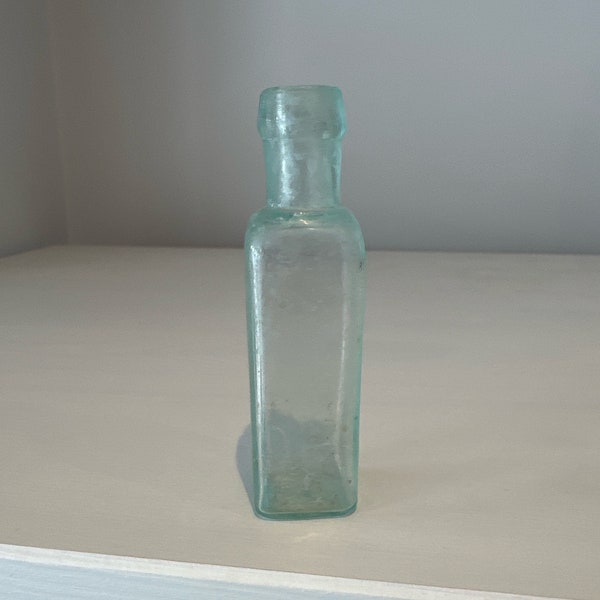 late 1800s Victorian Medicine bottle Aqua Glass miniature Medical Quack Doctor