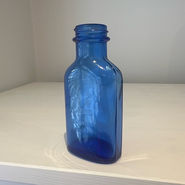 Vintage Milk Of Magnesia Registered Trademark Cobalt Blue Glass Bottle