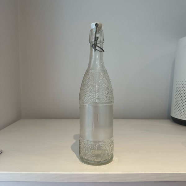 Beautifully Embossed Bings Mineral Waters Limited clear glass pop-top vintage Bottle