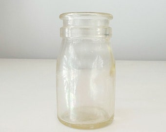 Small FGC Vintage Milk or juice clear glass bottle jar