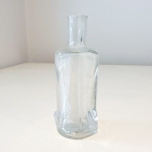C1900s beautiful small no roll antique clear glass bottle victorian edwardian