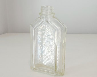 1929-1935 beautiful art deco antique clear glass apothecary bottle