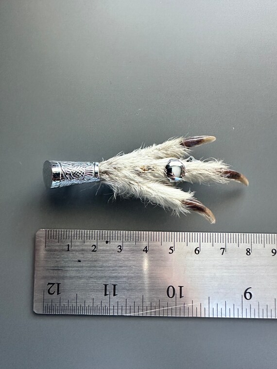 Antique Mizpah lucky rabbits foot real Grouse foo… - image 4
