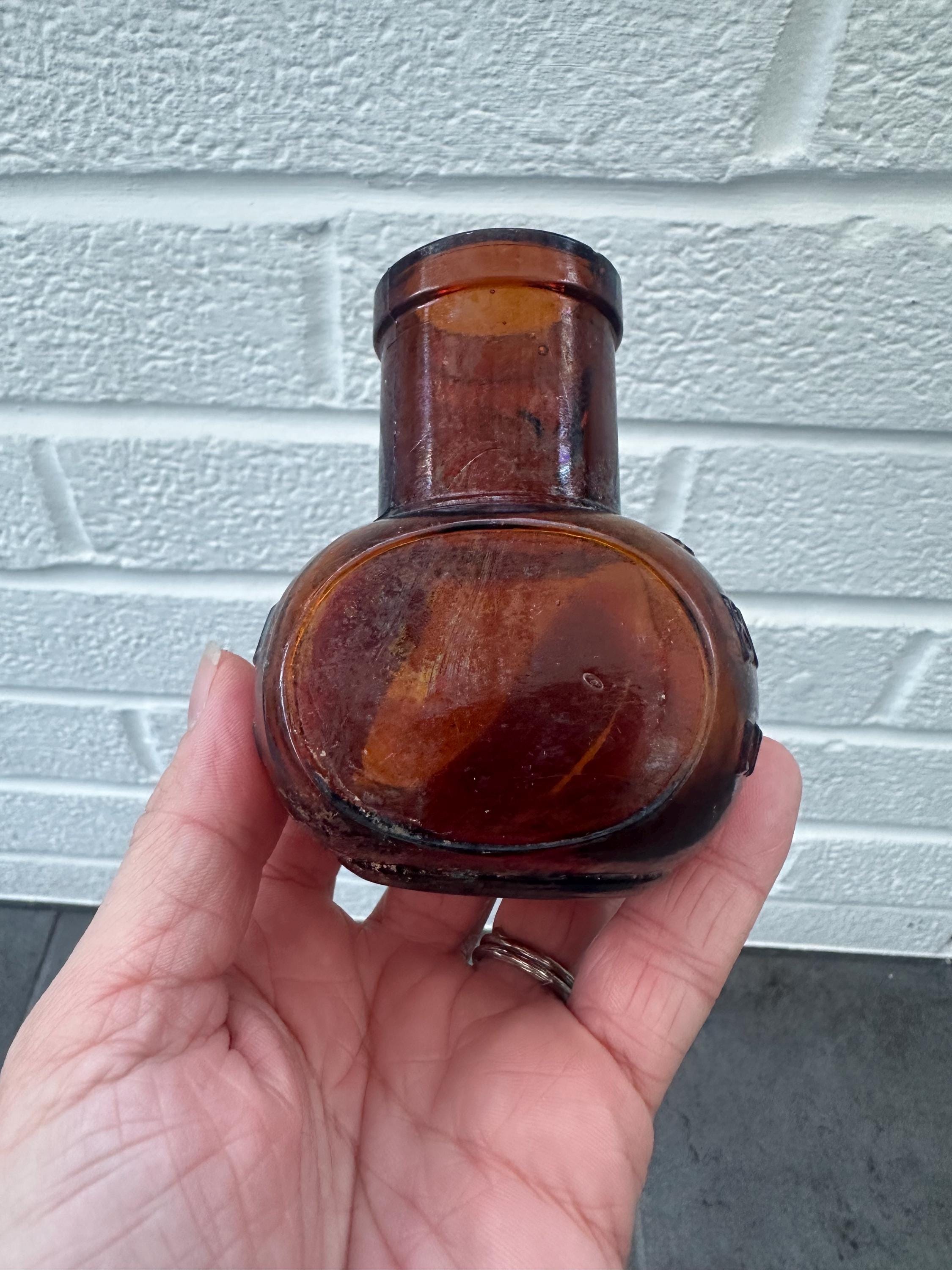 Vintage 4 OZ Bovril Limited Dark Amber Advertising Glass Bottle