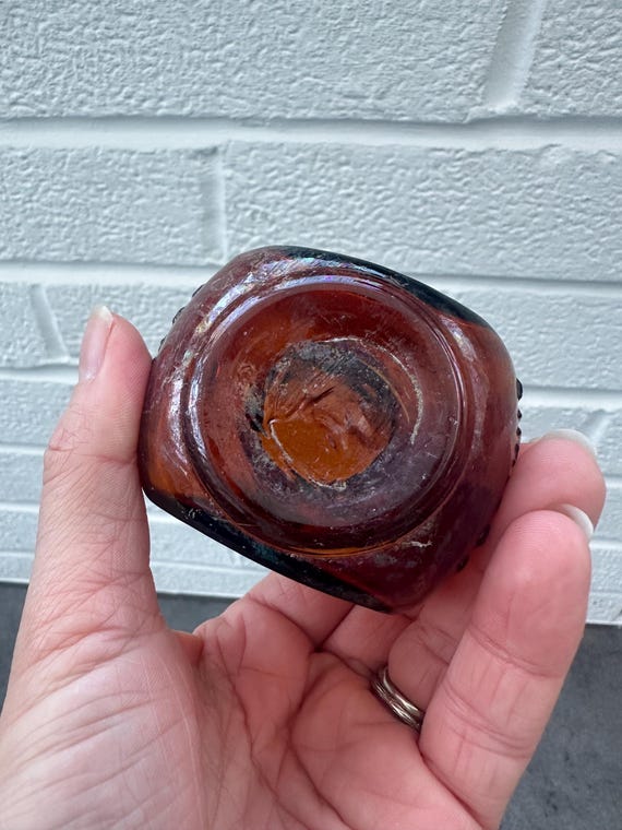 Vintage 4 OZ Bovril Limited Dark Amber Advertising Glass Bottle