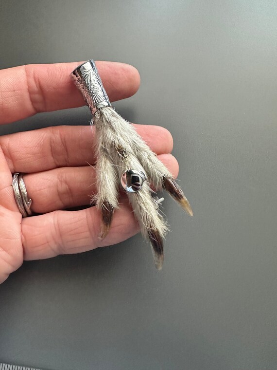 Antique Mizpah lucky rabbits foot real Grouse foo… - image 1