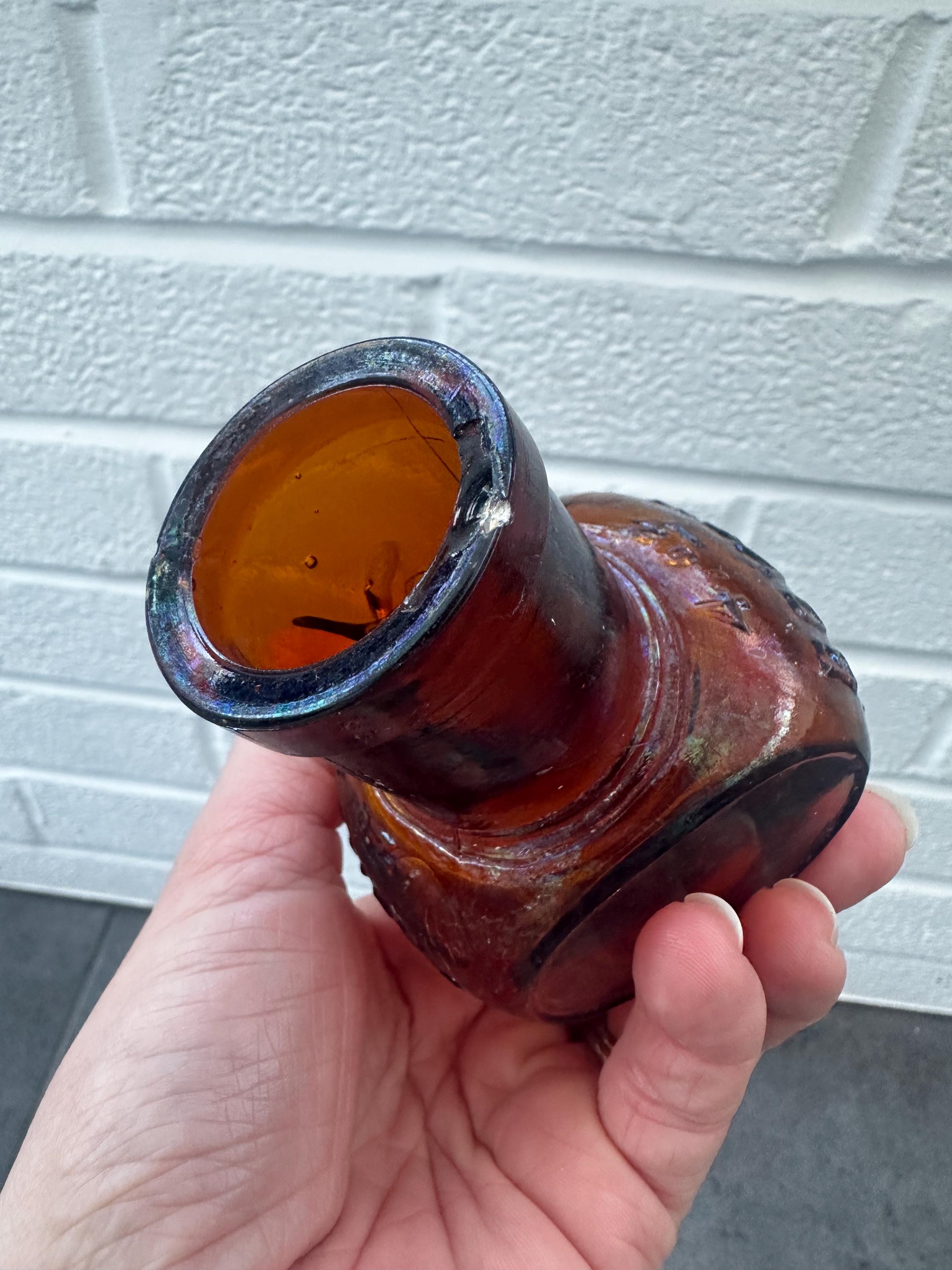 Vintage 4 OZ Bovril Limited Dark Amber Advertising Glass Bottle